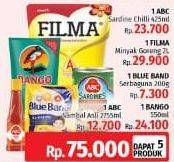 Promo Harga ABC Sambal 275ml + BANGO Kecap Manis 550ml + BLUE BAND Margarine 200gr + FILMA Minyak Goreng 2ltr + ABC Sardines 425gr  - LotteMart