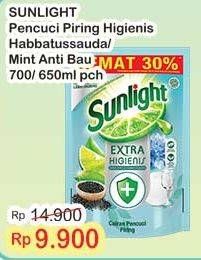 Promo Harga Sunlight Pencuci Piring Higienis Plus With Habbatussauda, Anti Bau With Daun Mint 650 ml - Indomaret