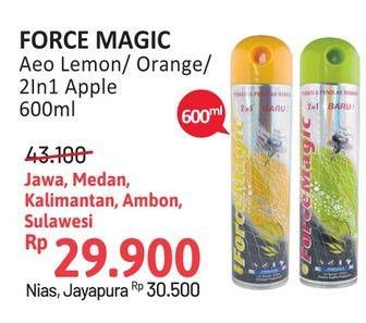 Promo Harga FORCE MAGIC Insektisida Spray Lemon, Green Apple, Orange 600 ml - Alfamidi