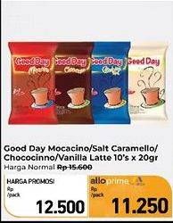 Promo Harga Good Day Instant Coffee 3 in 1 Mocacinno, Rock Salt Caramello, Chococinno, Vanilla Latte per 10 sachet 20 gr - Carrefour