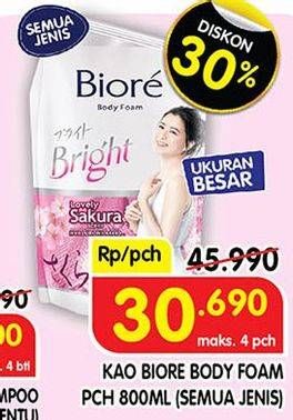 Promo Harga BIORE Body Foam Bright All Variants 800 ml - Superindo