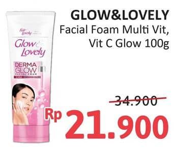 Promo Harga Glow & Lovely (fair & Lovely) Facial Foam Brightening Multi Vitamin, Bright C Glow Vitamin C 100 gr - Alfamidi