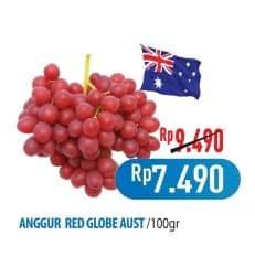 Promo Harga Anggur Red Globe Australia per 100 gr - Hypermart