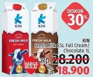 Promo Harga KIN Fresh Milk Full Cream, Chocolate 1 ltr - LotteMart