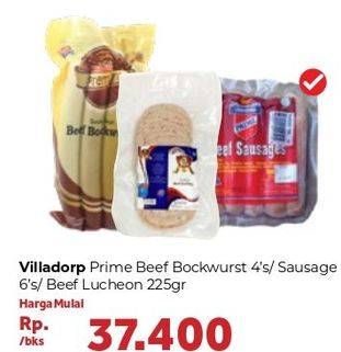 Promo Harga Villadrop Prime Beef Sausages 6 pcs - Carrefour