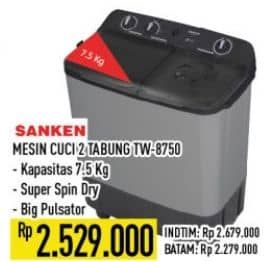 Promo Harga Sanken TW-8750 | Mesin Cuci 2 Tabung  - Hypermart