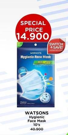 Promo Harga Watsons Hygienic Face Mask 10 pcs - Watsons