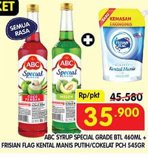 Promo Harga ABC Syrup + Frisian Flag Susu Kental Manis  - Superindo