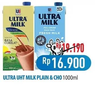 Promo Harga Ultra Milk Susu UHT Coklat, Full Cream 1000 ml - Hypermart