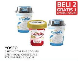 Promo Harga YOSEO Creamix Thick Yogurt Cookies Cream, Strawberry Cheese Cake 110 gr - Indomaret