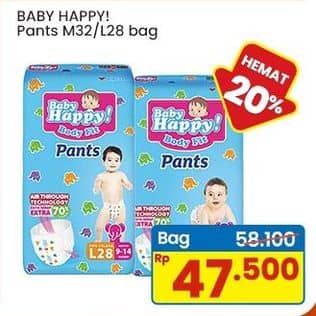 Promo Harga Baby Happy Body Fit Pants M32, L28 28 pcs - Indomaret