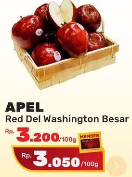 Promo Harga Apel Red Del Washington per 100 gr - Yogya