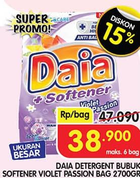 Promo Harga Daia Deterjen Bubuk + Softener Violet 2700 gr - Superindo