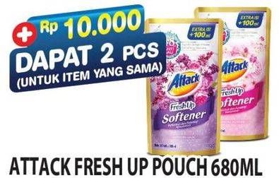 Promo Harga ATTACK Fresh Up Softener 680 ml - Hypermart