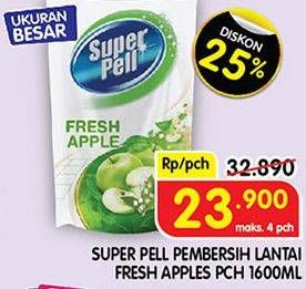 Promo Harga SUPER PELL Pembersih Lantai Fresh Apple 1600 ml - Superindo