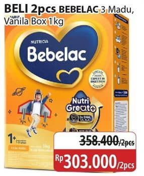 Promo Harga Bebelac 3 Susu Pertumbuhan Madu, Vanila 1000 gr - Alfamidi