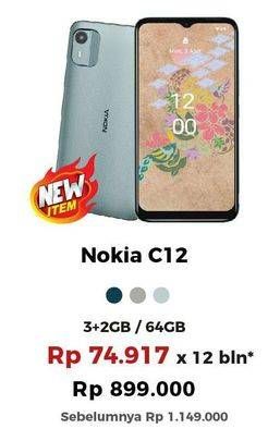 Promo Harga Nokia C12 Smartphone 3+2GB/64GB  - Erafone