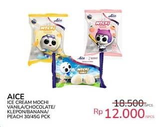 Promo Harga Aice Mochi Vanilla, Chocolate, Klepon, Banana, Peach 30 gr - Indomaret