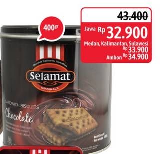 Promo Harga SELAMAT Sandwich Biscuits Chocolate 400 gr - Alfamidi