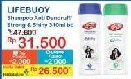 Promo Harga Lifebuoy Shampoo Anti Dandruff, Strong Shiny 340 ml - Indomaret