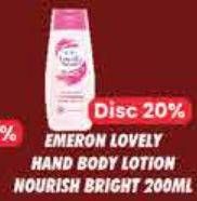 Promo Harga Emeron Lovely Naturals Hand Body Lotion Naturals Nourish 200 ml - Hypermart