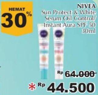 Promo Harga NIVEA Sun Face Serum Protect & White SPF 50+ Oil Control, Instant Aura 30 ml - Giant