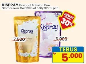 Promo Harga Kispray Pelicin Pakaian Glamorous Gold, Violet 280 ml - Indomaret