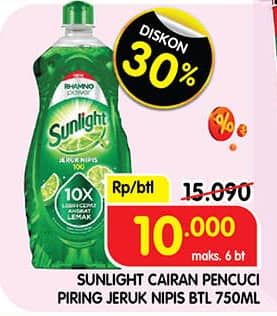 Promo Harga Sunlight Pencuci Piring Jeruk Nipis 100 750 ml - Superindo