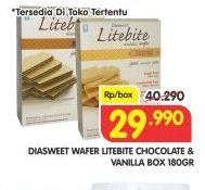 Promo Harga DIASWEET Litebite Wafer Chocolate, Vanilla 180 gr - Superindo