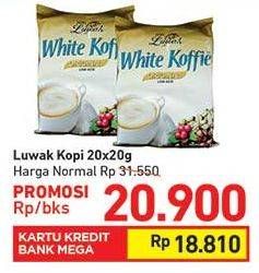 Promo Harga Luwak White Koffie 20 pcs - Carrefour