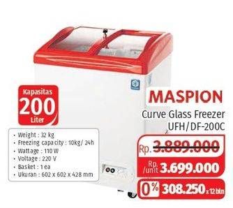 Promo Harga MASPION UFH-200C Chest Freezer 1 pcs - Lotte Grosir