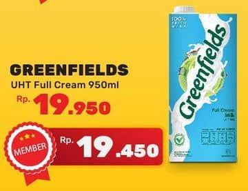 Promo Harga Greenfields UHT Full Cream 1000 ml - Yogya