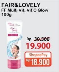 Promo Harga GLOW & LOVELY (FAIR & LOVELY) Facial Foam Bright C Glow Vitamin C, Brightening Multi Vitamin 100 gr - Alfamart