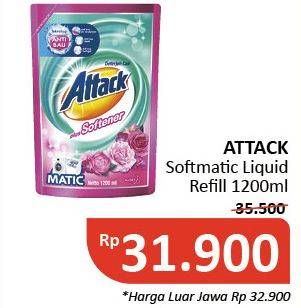 Promo Harga ATTACK Detergent Liquid Plus Softener 1200 ml - Alfamidi