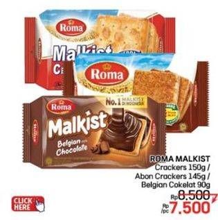Promo Harga Roma Malkist Crackers, Belgian Chocolate, Abon 100 gr - LotteMart