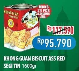 Promo Harga Khong Guan Assorted Biscuit Red Mini, Persegi 1600 gr - Hypermart