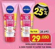 Promo Harga Nivea Extra Bright 10 Super Vitamins & Skin Food Serum 180 ml - Superindo