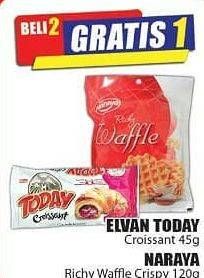 Promo Harga ELVAN TODAY Croissant 45 g/NARAYA Richy Waffle Crispy 120 g  - Hari Hari