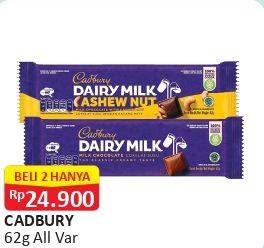 Promo Harga CADBURY Dairy Milk All Variants 62 gr - Alfamart