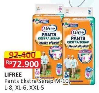 Promo Harga Lifree Popok Celana Ekstra Serap M10, L8, XL6, XXL5 5 pcs - Alfamart