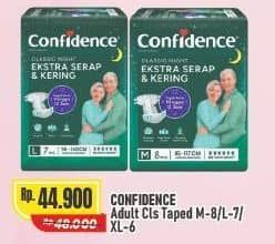 Promo Harga Confidence Adult Classic Night Ekstra Serap & Kering M8, L7, XL6 6 pcs - Alfamart