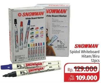 Promo Harga SNOWMAN Board Marker Hitam, Biru 12 pcs - Lotte Grosir
