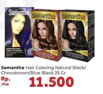 Promo Harga SAMANTHA Hair Color Black, Chocolate Brown, Blue Black 25 gr - Carrefour