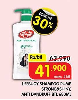 Promo Harga Lifebuoy Shampoo Strong Shiny, Anti Dandruff 680 ml - Superindo