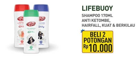 Promo Harga Lifebuoy Shampoo Anti Dandruff, Anti Hair Fall, Strong Shiny 170 ml - Hypermart