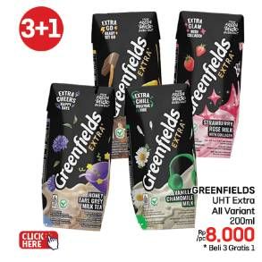 Promo Harga Greenfields UHT Extra Milk All Variants 200 ml - LotteMart