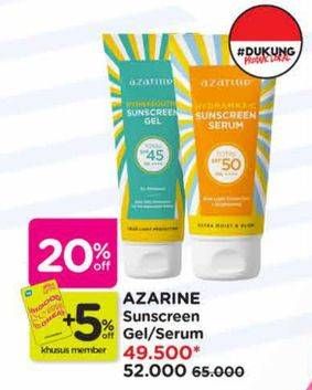 Promo Harga Azarine Hydrasoothe Sunscreen Gel SPF45/Azarine Hydramax-C Sunscreen Serum SPF 50  - Watsons