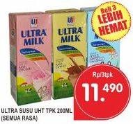 Promo Harga ULTRA MILK Susu UHT All Variants per 3 pcs 200 ml - Superindo