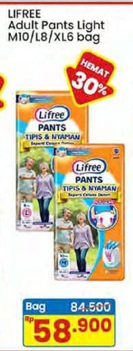 Promo Harga Lifree Popok Celana Tipis & Nyaman Bergerak M10, L8, XL6 6 pcs - Indomaret