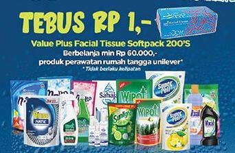Promo Harga VALUE PLUS Facial Tissue Softpack 200 sheet - Hypermart